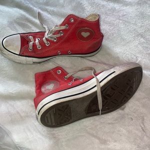 Red high top converse all stars